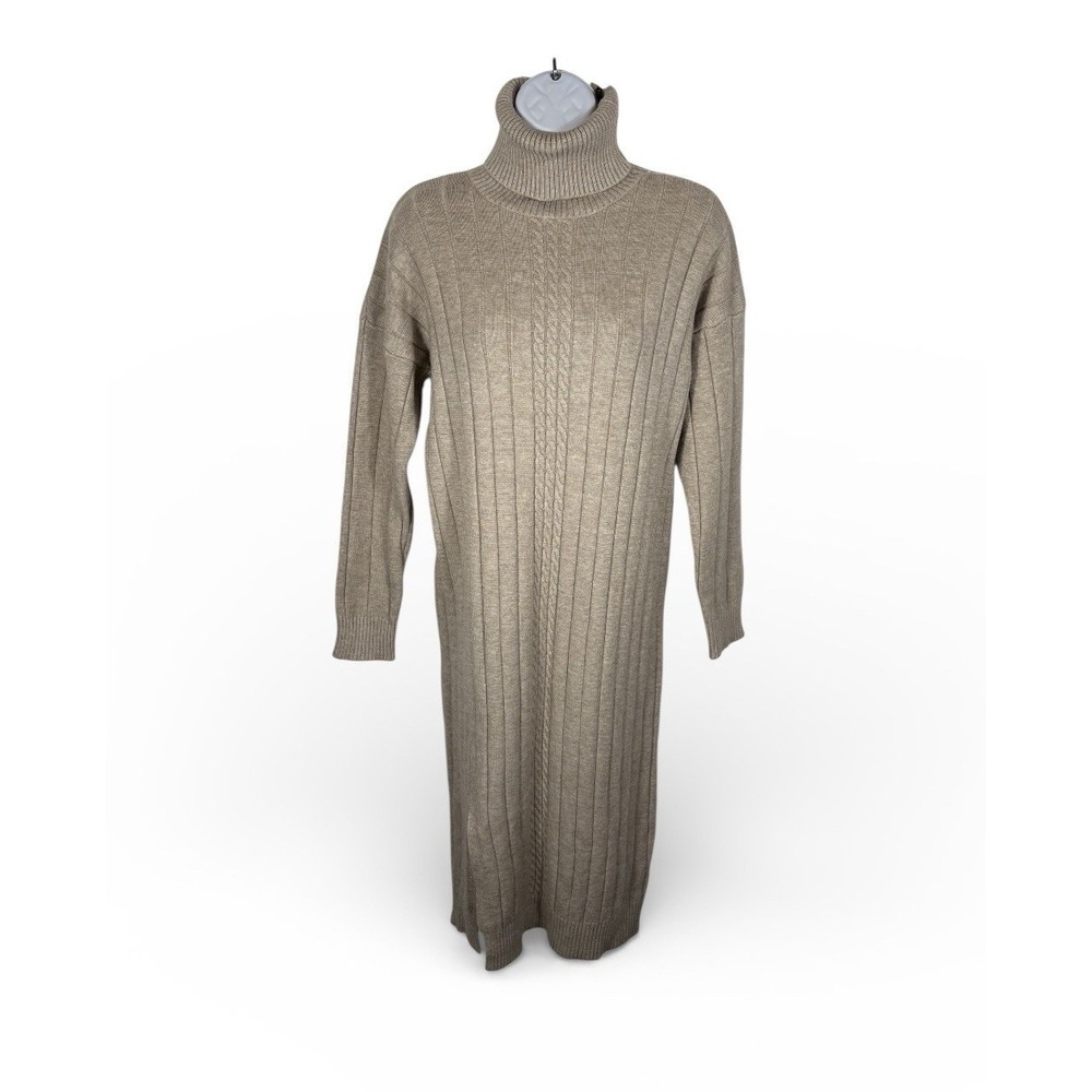 Coco + Carmen Women's Ribbed Sweater Dress Size Small Beige NWT - 1409
